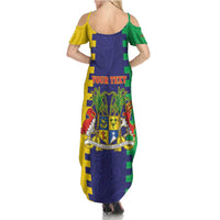 Personalised Mauritius Family Matching Summer Maxi Dress and Hawaiian Shirt Coat Of Arms Mix Paisley Pattern
