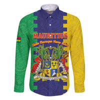 Personalised Mauritius Family Matching Tank Maxi Dress and Hawaiian Shirt Coat Of Arms Mix Paisley Pattern