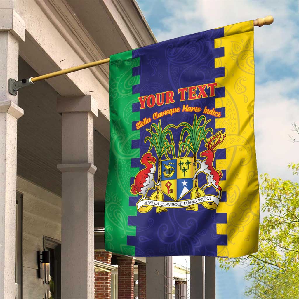 Personalised Mauritius Garden Flag Coat Of Arms Mix Paisley Pattern