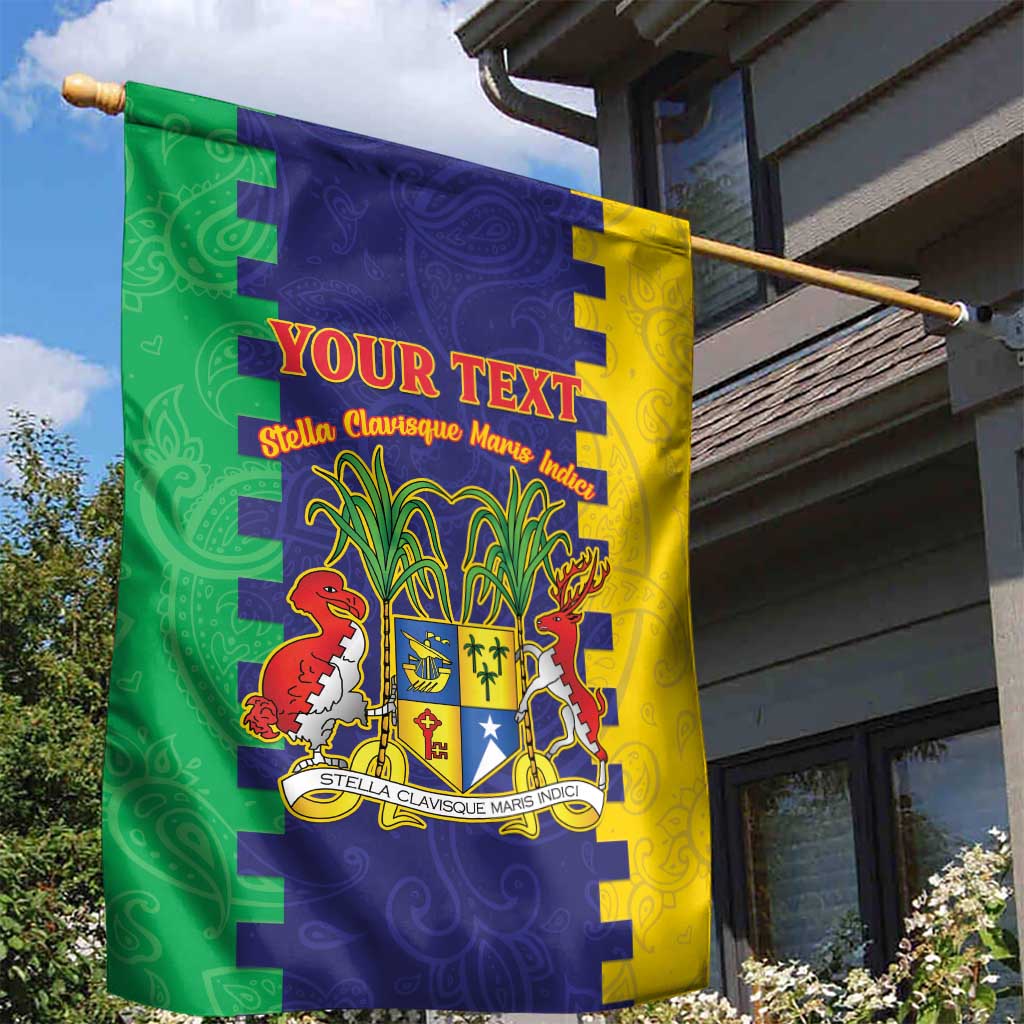 Personalised Mauritius Garden Flag Coat Of Arms Mix Paisley Pattern