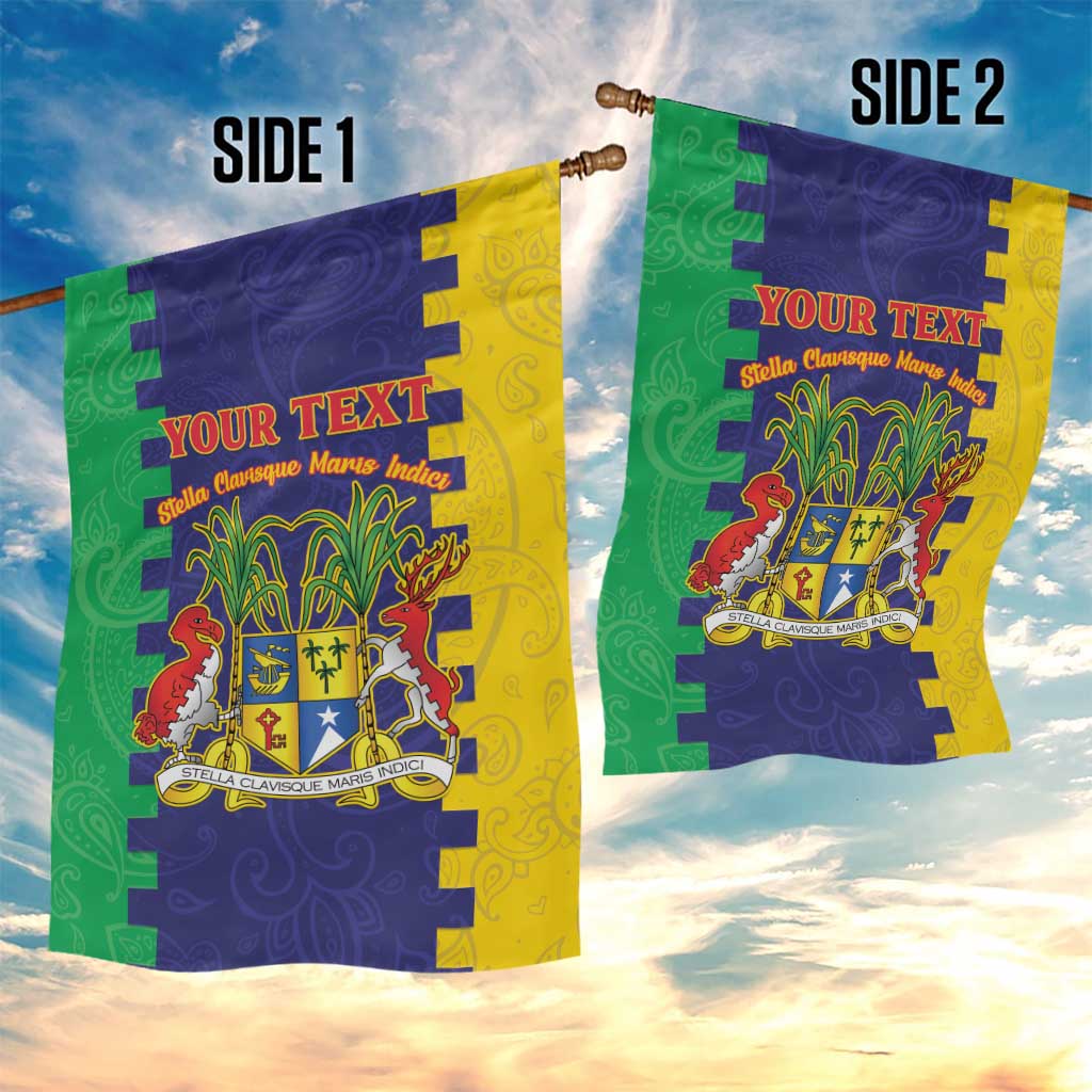 Personalised Mauritius Garden Flag Coat Of Arms Mix Paisley Pattern