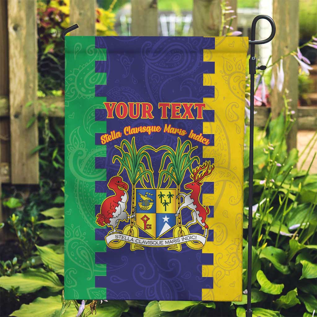 Personalised Mauritius Garden Flag Coat Of Arms Mix Paisley Pattern