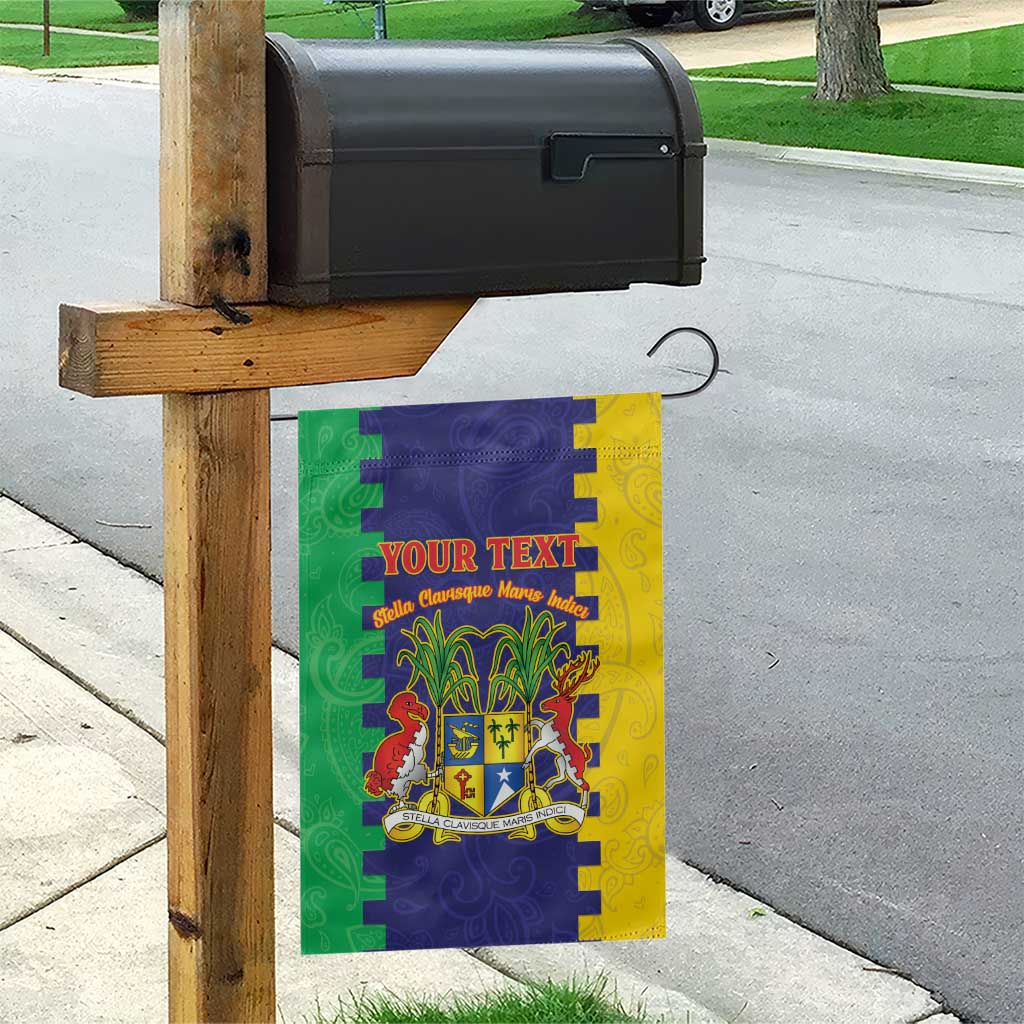 Personalised Mauritius Garden Flag Coat Of Arms Mix Paisley Pattern