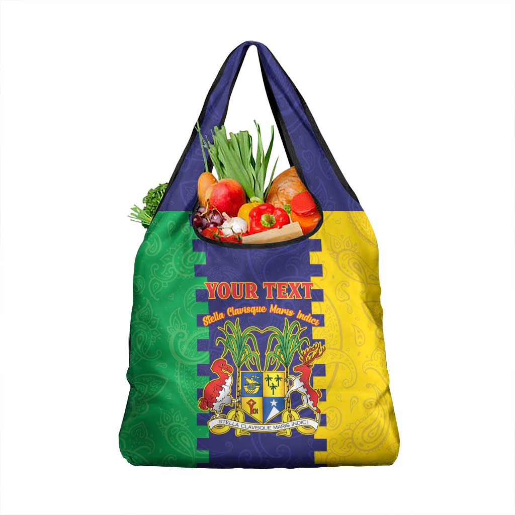 Personalised Mauritius Grocery Bag Coat Of Arms Mix Paisley Pattern