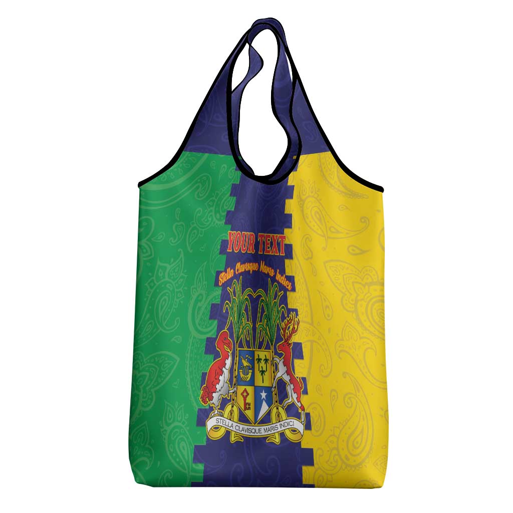 Personalised Mauritius Grocery Bag Coat Of Arms Mix Paisley Pattern