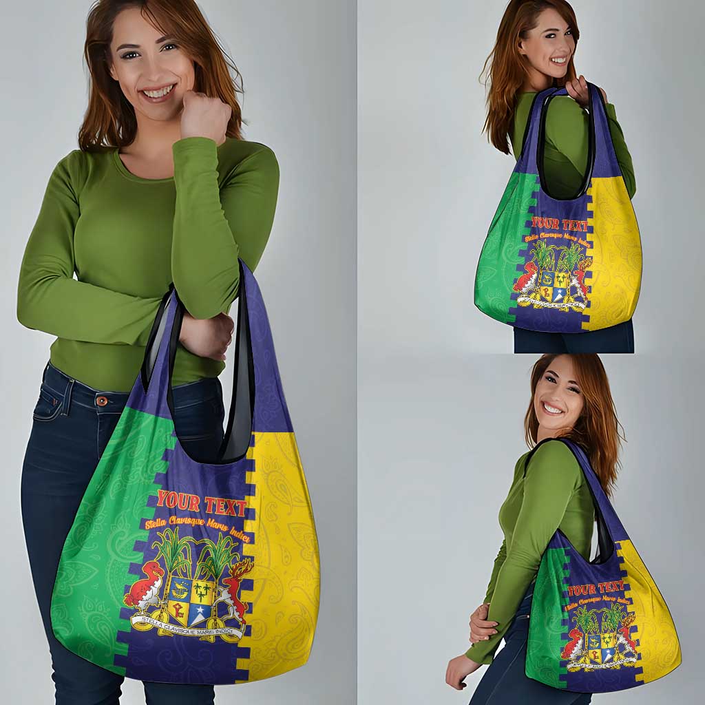 Personalised Mauritius Grocery Bag Coat Of Arms Mix Paisley Pattern