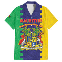 Personalised Mauritius Hawaiian Shirt Coat Of Arms Mix Paisley Pattern