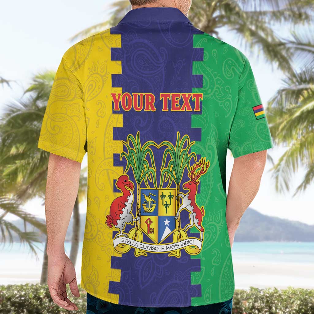 Personalised Mauritius Hawaiian Shirt Coat Of Arms Mix Paisley Pattern