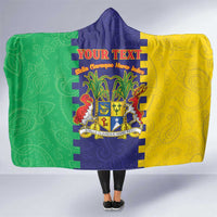 Personalised Mauritius Hooded Blanket Coat Of Arms Mix Paisley Pattern