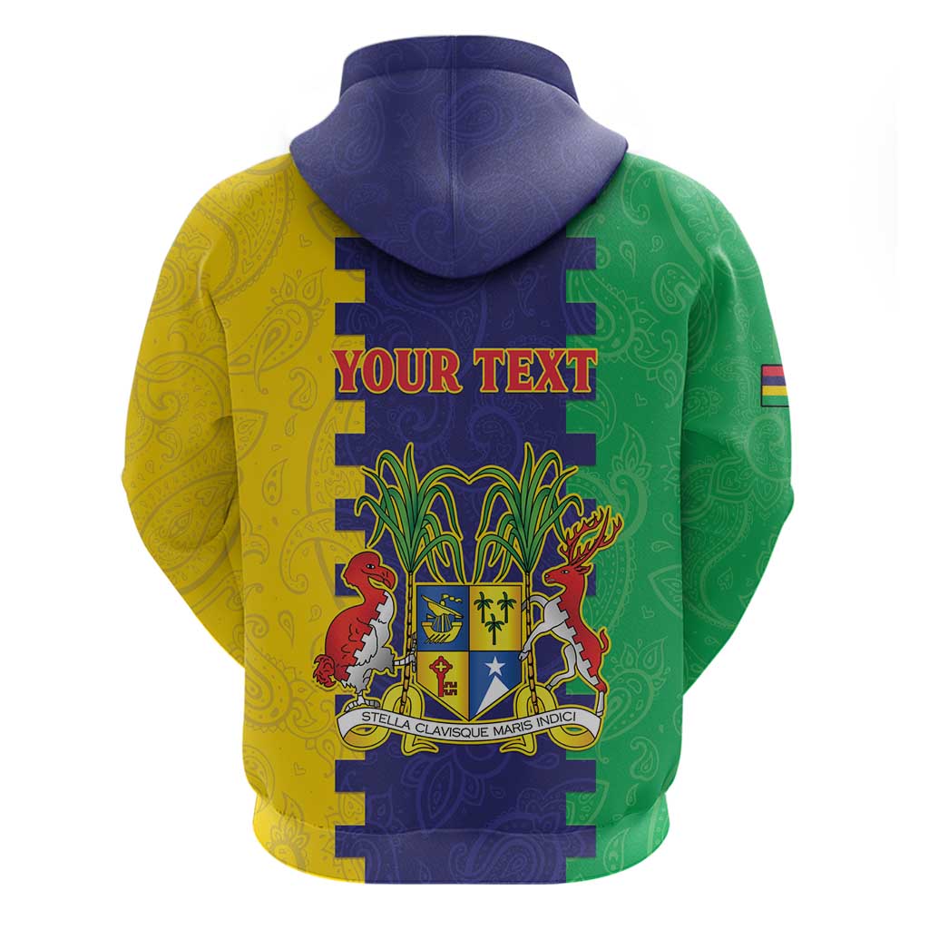 Personalised Mauritius Hoodie Coat Of Arms Mix Paisley Pattern