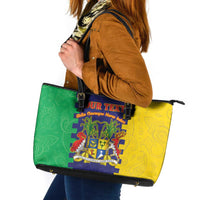 Personalised Mauritius Leather Tote Bag Coat Of Arms Mix Paisley Pattern