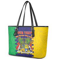 Personalised Mauritius Leather Tote Bag Coat Of Arms Mix Paisley Pattern