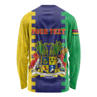 Personalised Mauritius Long Sleeve Shirt Coat Of Arms Mix Paisley Pattern
