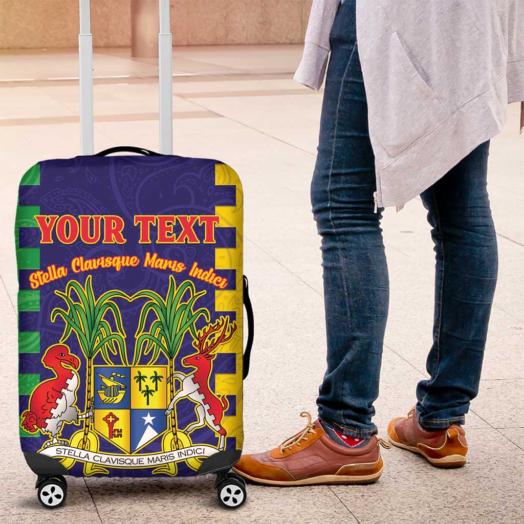 Personalised Mauritius Luggage Cover Coat Of Arms Mix Paisley Pattern