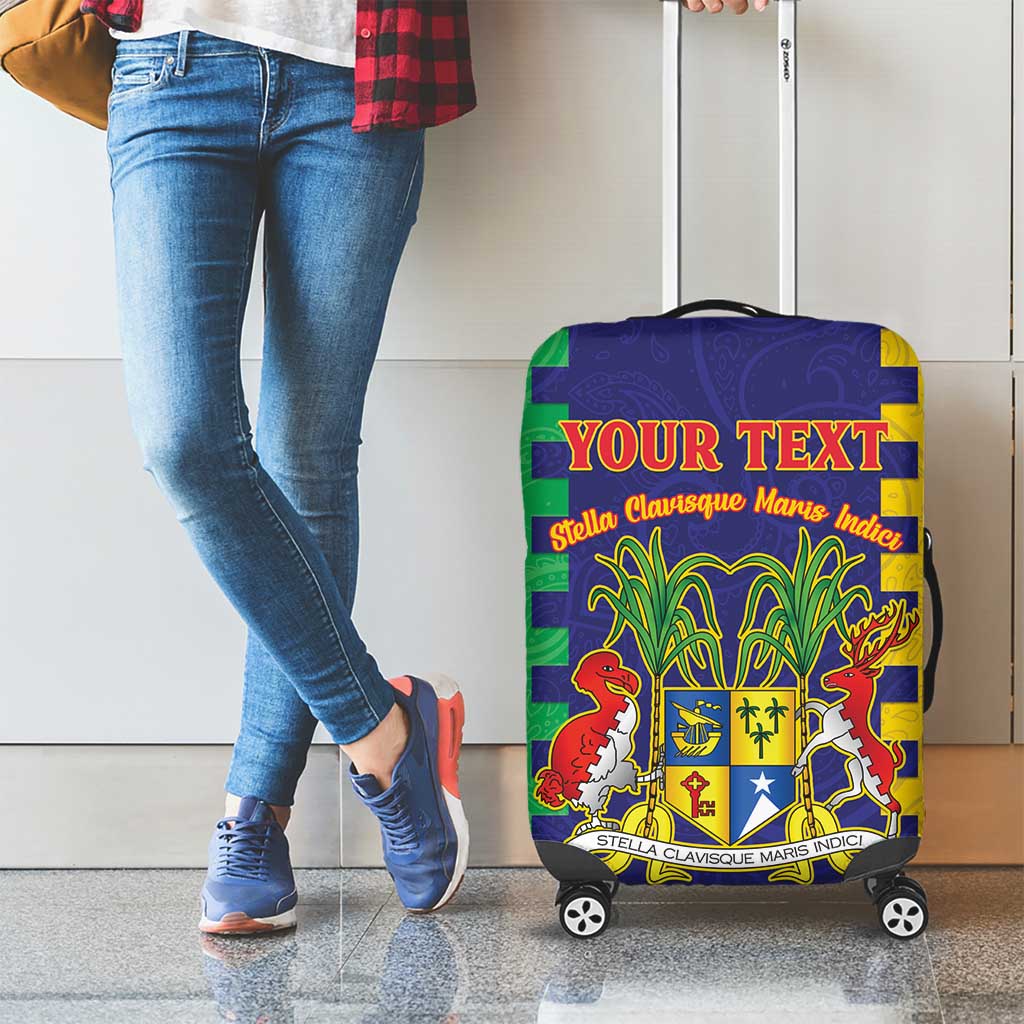 Personalised Mauritius Luggage Cover Coat Of Arms Mix Paisley Pattern
