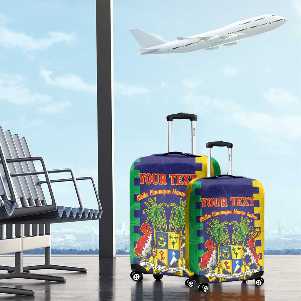 Personalised Mauritius Luggage Cover Coat Of Arms Mix Paisley Pattern