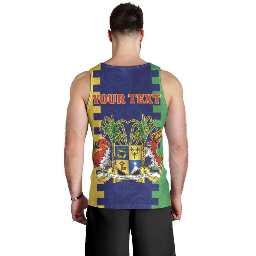 Personalised Mauritius Men Tank Top Coat Of Arms Mix Paisley Pattern