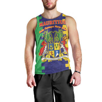 Personalised Mauritius Men Tank Top Coat Of Arms Mix Paisley Pattern