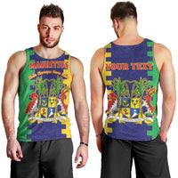 Personalised Mauritius Men Tank Top Coat Of Arms Mix Paisley Pattern