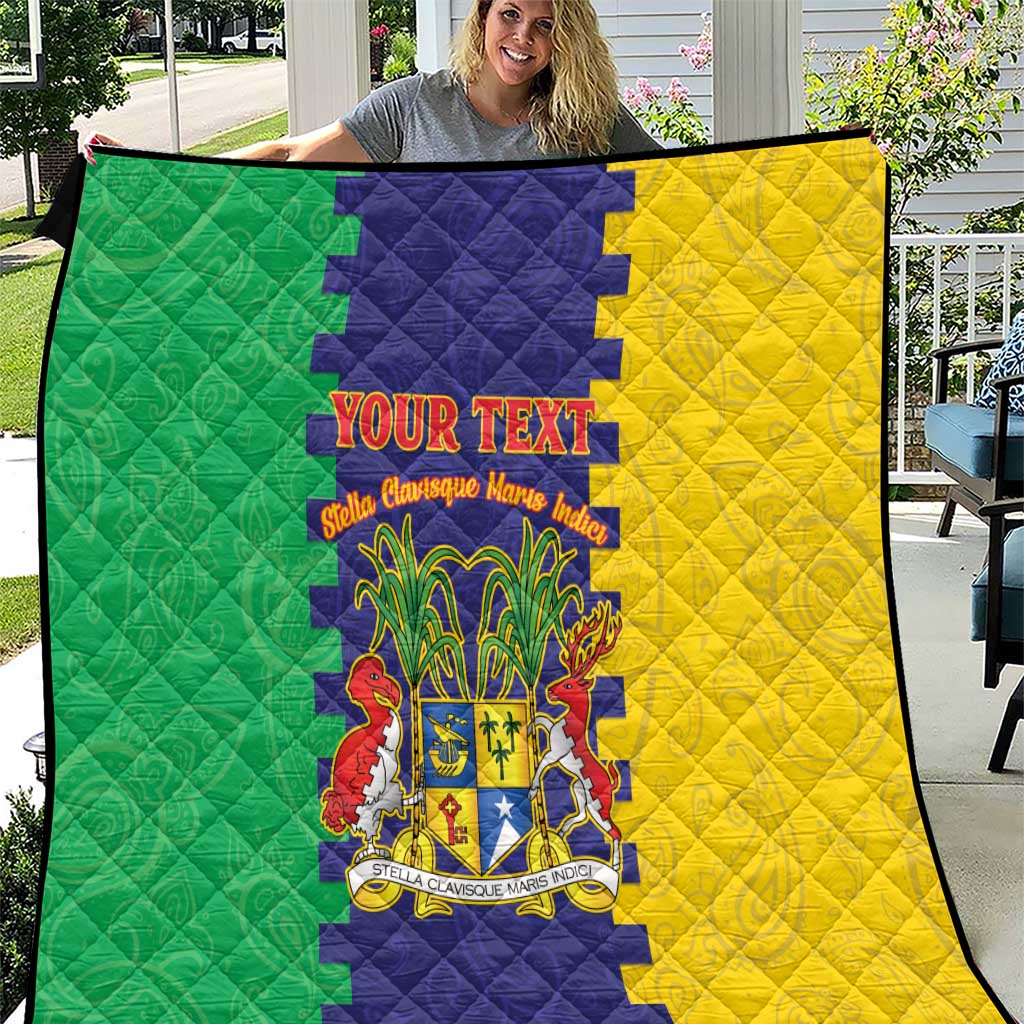 Personalised Mauritius Quilt Coat Of Arms Mix Paisley Pattern