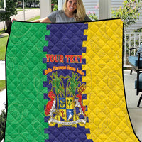 Personalised Mauritius Quilt Coat Of Arms Mix Paisley Pattern