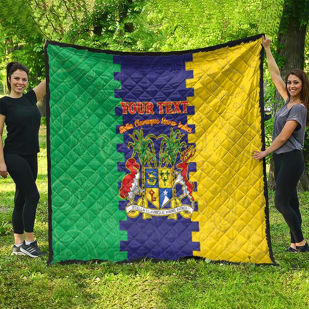 Personalised Mauritius Quilt Coat Of Arms Mix Paisley Pattern