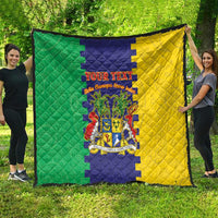 Personalised Mauritius Quilt Coat Of Arms Mix Paisley Pattern