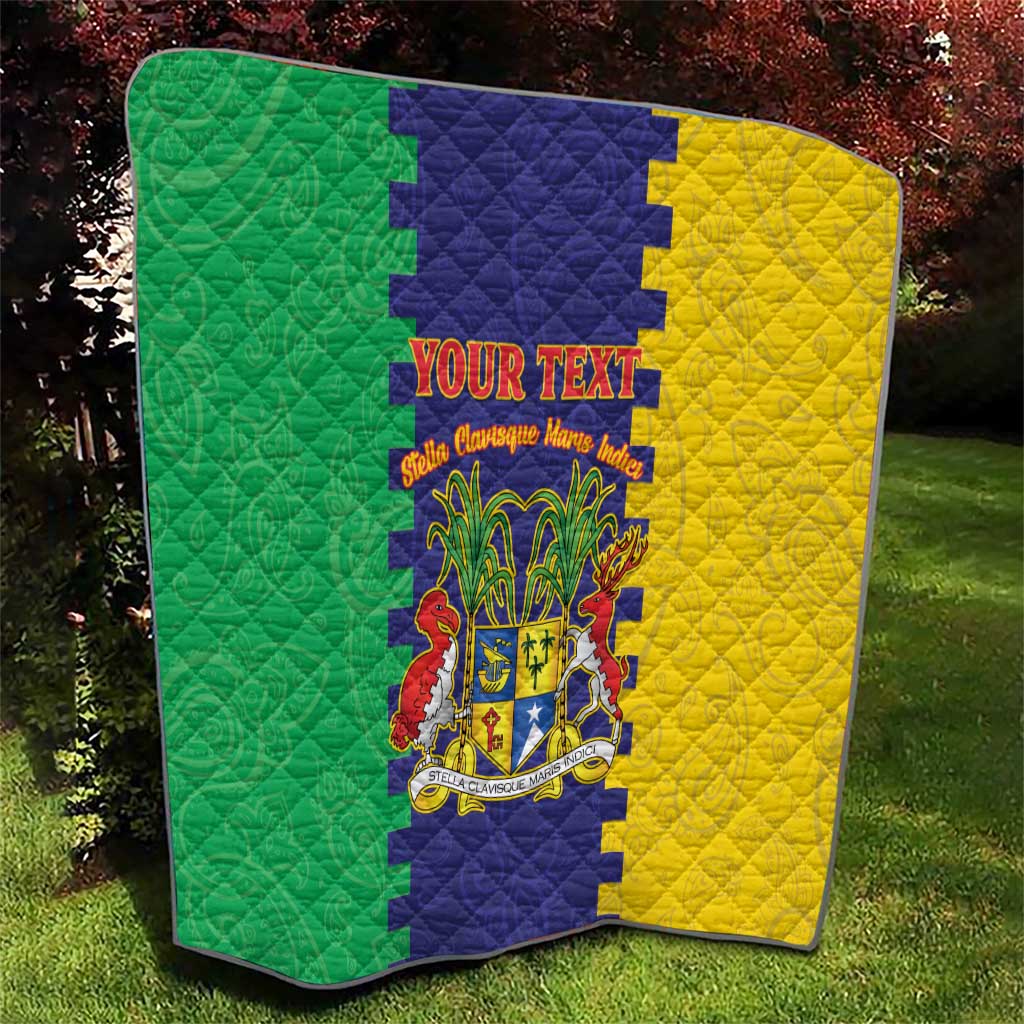 Personalised Mauritius Quilt Coat Of Arms Mix Paisley Pattern