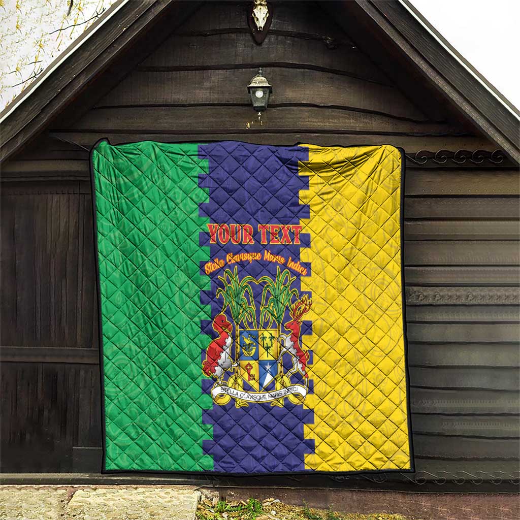 Personalised Mauritius Quilt Coat Of Arms Mix Paisley Pattern