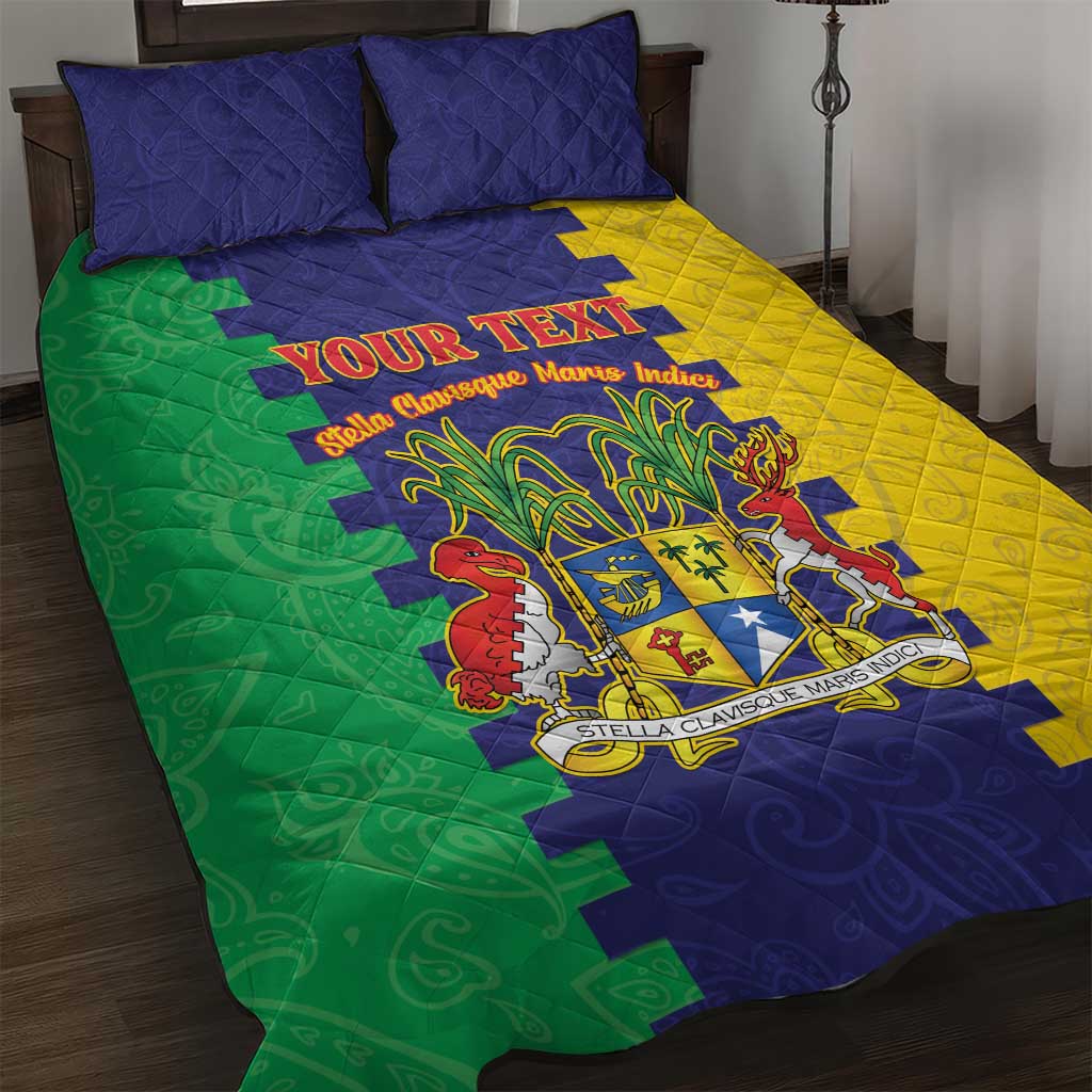 Personalised Mauritius Quilt Bed Set Coat Of Arms Mix Paisley Pattern