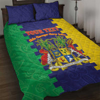 Personalised Mauritius Quilt Bed Set Coat Of Arms Mix Paisley Pattern