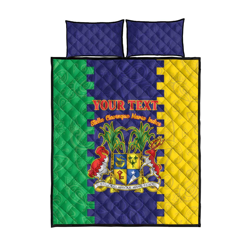 Personalised Mauritius Quilt Bed Set Coat Of Arms Mix Paisley Pattern