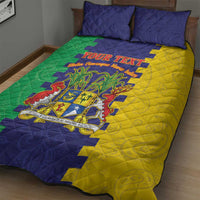 Personalised Mauritius Quilt Bed Set Coat Of Arms Mix Paisley Pattern