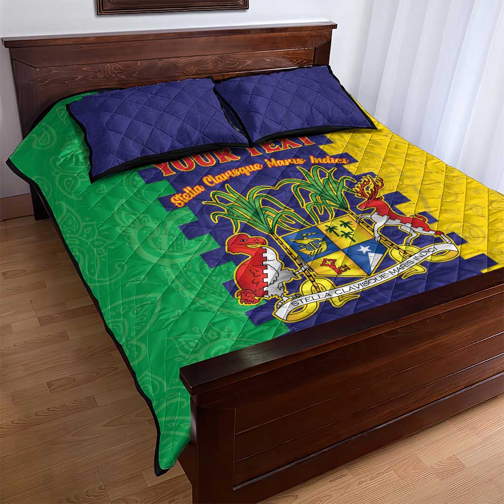 Personalised Mauritius Quilt Bed Set Coat Of Arms Mix Paisley Pattern