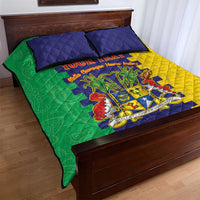 Personalised Mauritius Quilt Bed Set Coat Of Arms Mix Paisley Pattern