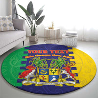 Personalised Mauritius Round Carpet Coat Of Arms Mix Paisley Pattern