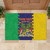 Personalised Mauritius Rubber Doormat Coat Of Arms Mix Paisley Pattern