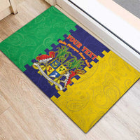 Personalised Mauritius Rubber Doormat Coat Of Arms Mix Paisley Pattern