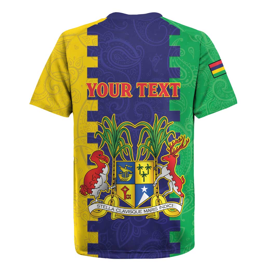 Personalised Mauritius Rugby Jersey Coat Of Arms Mix Paisley Pattern