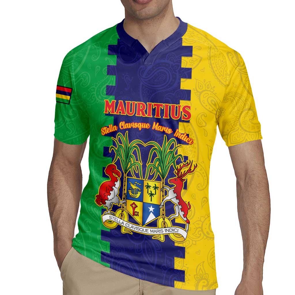 Personalised Mauritius Rugby Jersey Coat Of Arms Mix Paisley Pattern