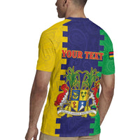 Personalised Mauritius Rugby Jersey Coat Of Arms Mix Paisley Pattern