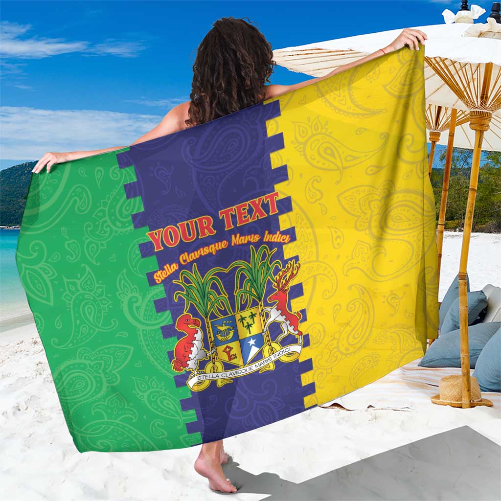 Personalised Mauritius Sarong Coat Of Arms Mix Paisley Pattern