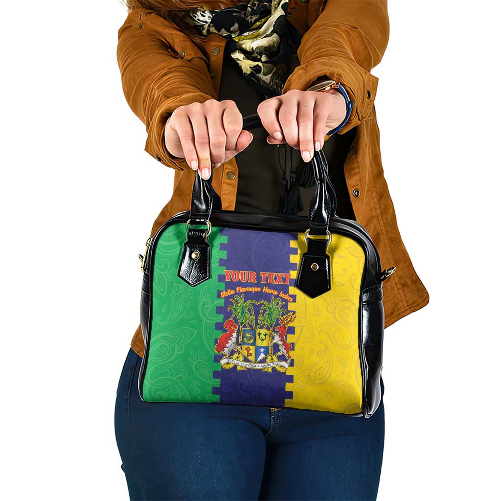 Personalised Mauritius Shoulder Handbag Coat Of Arms Mix Paisley Pattern