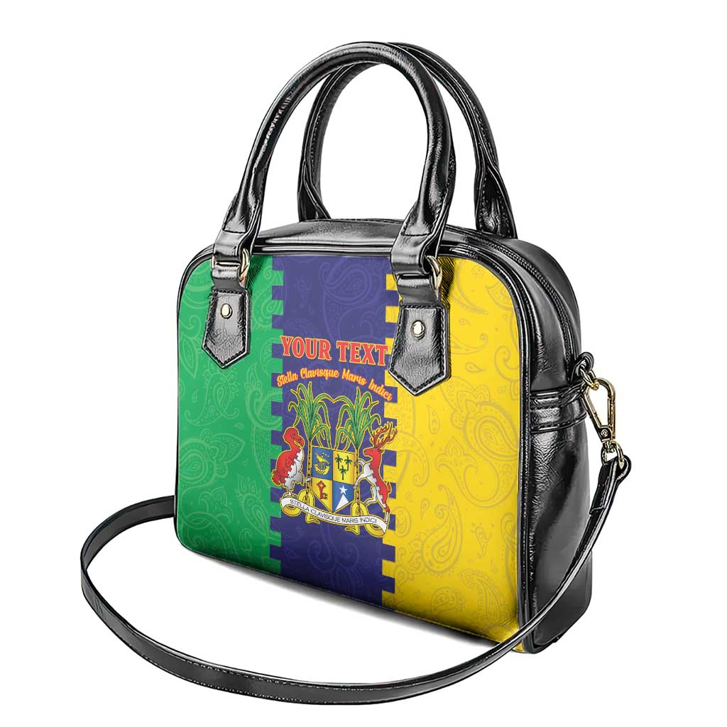 Personalised Mauritius Shoulder Handbag Coat Of Arms Mix Paisley Pattern