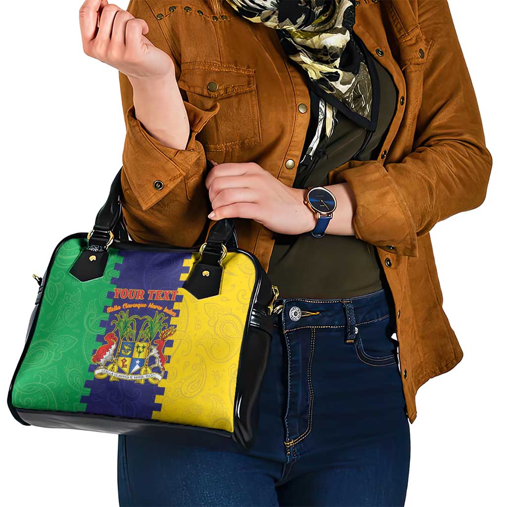 Personalised Mauritius Shoulder Handbag Coat Of Arms Mix Paisley Pattern