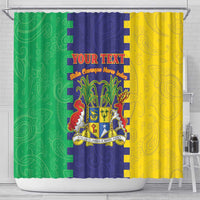 Personalised Mauritius Shower Curtain Coat Of Arms Mix Paisley Pattern