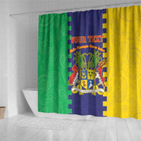 Personalised Mauritius Shower Curtain Coat Of Arms Mix Paisley Pattern
