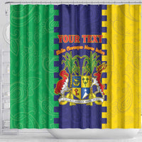 Personalised Mauritius Shower Curtain Coat Of Arms Mix Paisley Pattern