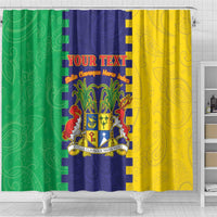Personalised Mauritius Shower Curtain Coat Of Arms Mix Paisley Pattern