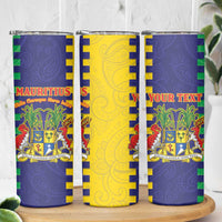 Personalised Mauritius Skinny Tumbler Coat Of Arms Mix Paisley Pattern